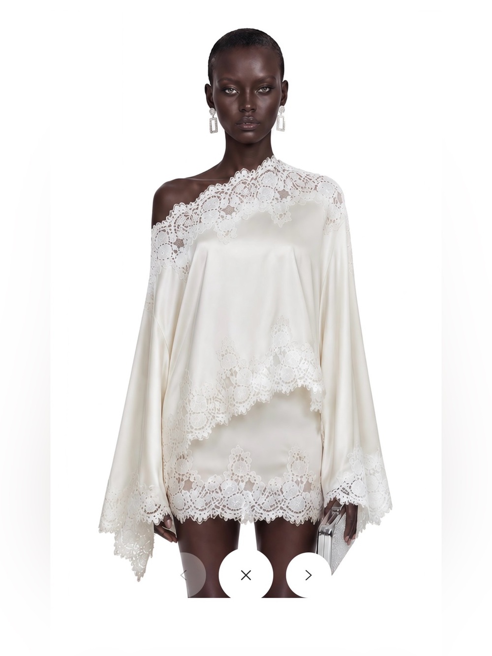 NWT Miss Rosier Sophia White One Shoulder Top & Skirt Set with Lace Trim